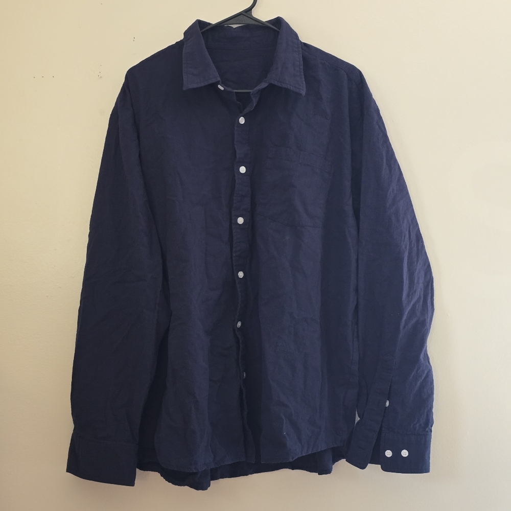Men's 3X Navy Button-Up Shirt
